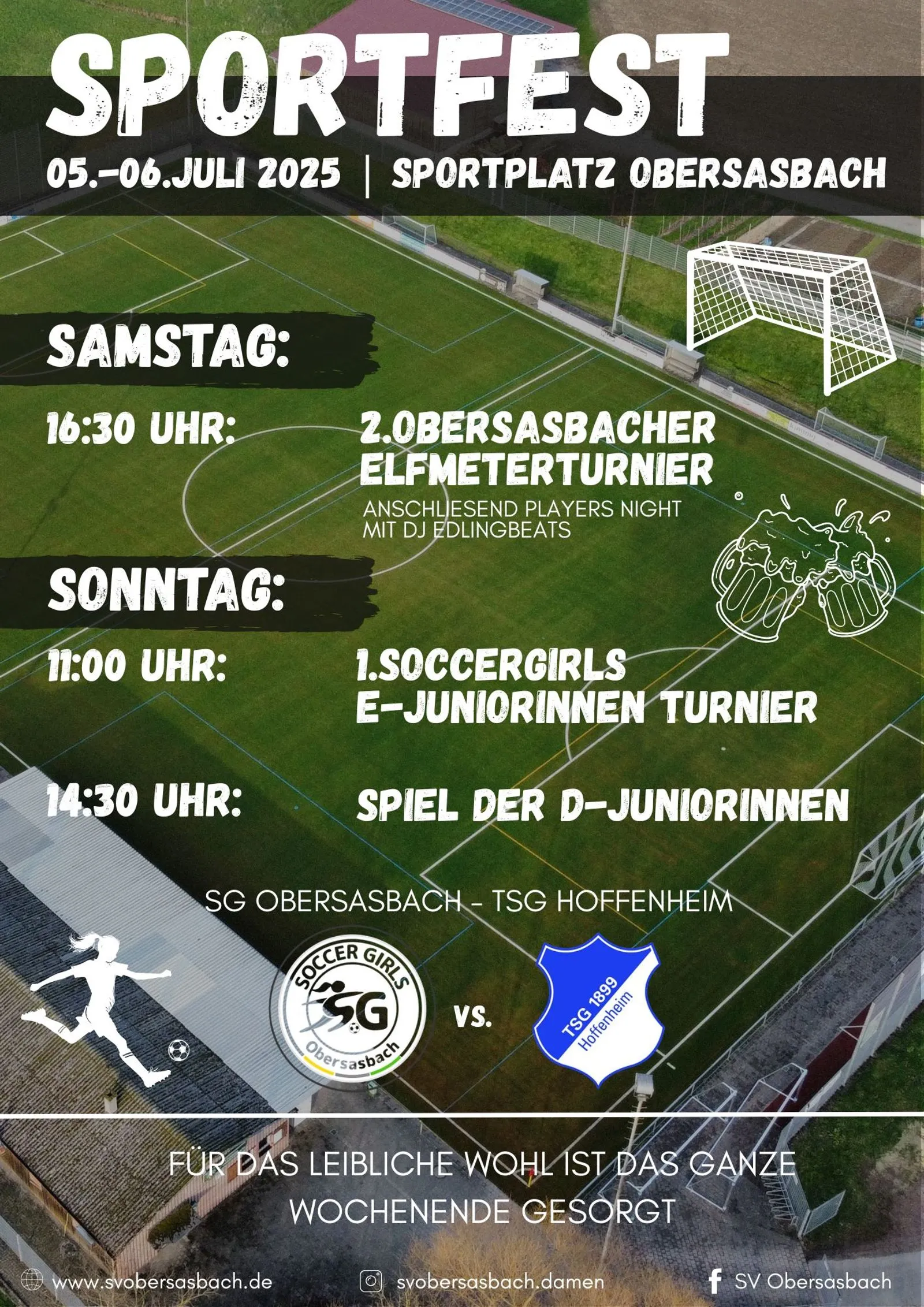 Ankündigungsflyer zum Sportfest am 5. und 6. Juli 2025, Sportplatz Obersasbach